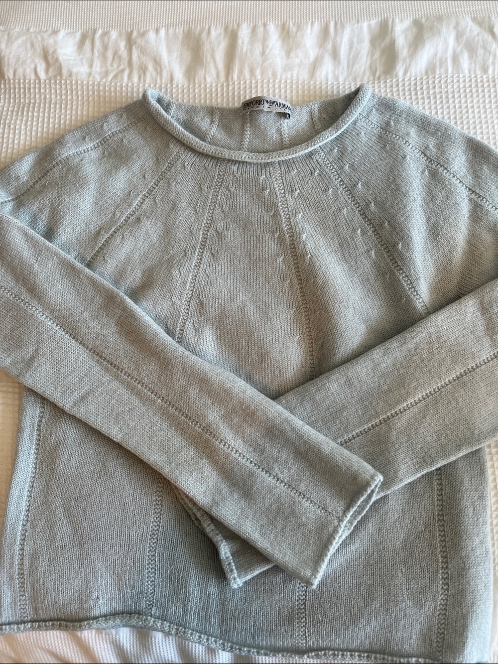Emporio Armani Pale Blue Crewneck Knit Sweater